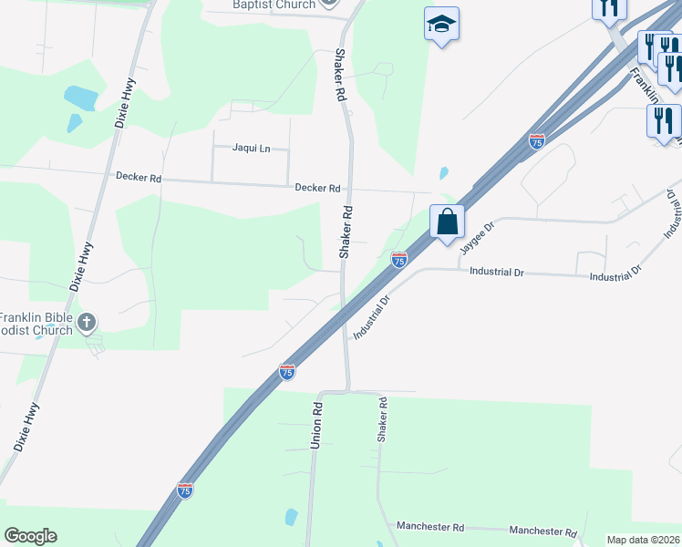 map of restaurants, bars, coffee shops, grocery stores, and more near 6291 Laura Ann Lane in Franklin