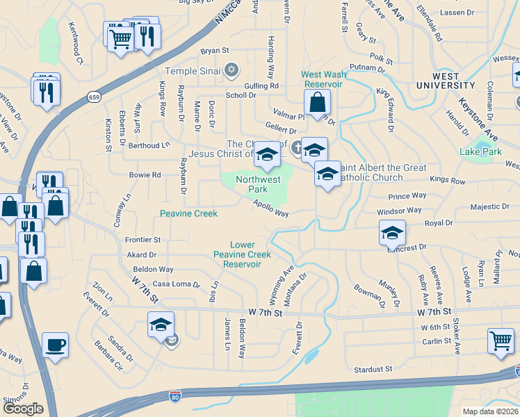 map of restaurants, bars, coffee shops, grocery stores, and more near 2760 Apollo Way in Reno