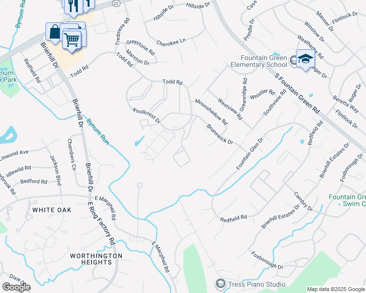 map of restaurants, bars, coffee shops, grocery stores, and more near 1939 Blair Court in Bel Air