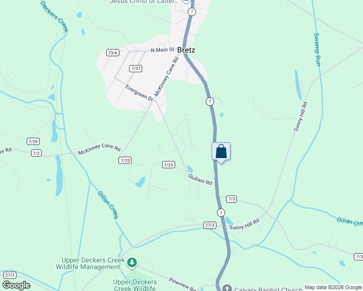 map of restaurants, bars, coffee shops, grocery stores, and more near 303 Guiliani Road in Reedsville