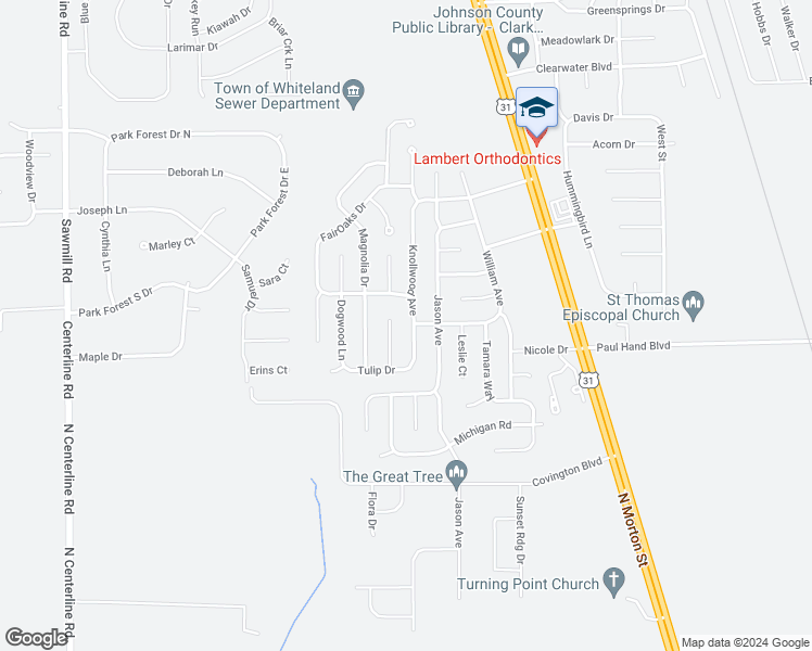 map of restaurants, bars, coffee shops, grocery stores, and more near 4026 Knollwood Avenue in Franklin