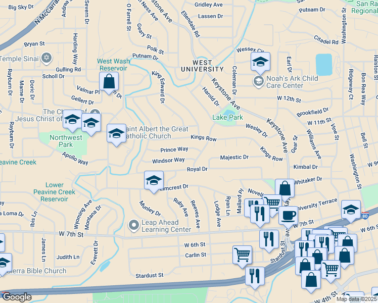 map of restaurants, bars, coffee shops, grocery stores, and more near 1835 Windsor Way in Reno