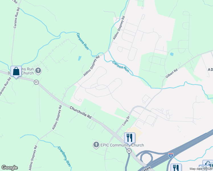 map of restaurants, bars, coffee shops, grocery stores, and more near 825 Aldino Stepney Road in Aberdeen