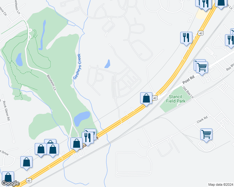 map of restaurants, bars, coffee shops, grocery stores, and more near 134 Martha Lewis Boulevard in Havre de Grace