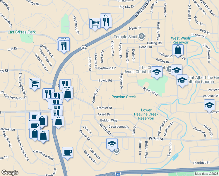 map of restaurants, bars, coffee shops, grocery stores, and more near 1179 Freddie Court in Reno