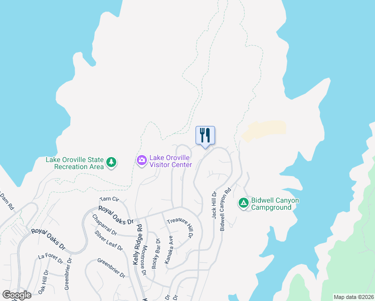 map of restaurants, bars, coffee shops, grocery stores, and more near 6318 Woodman Drive in Oroville