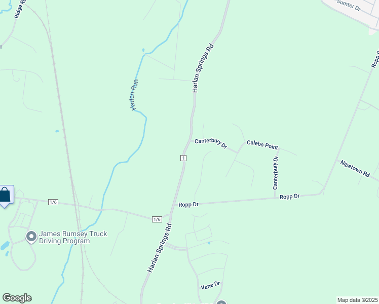 map of restaurants, bars, coffee shops, grocery stores, and more near Harlan Springs Road in Martinsburg