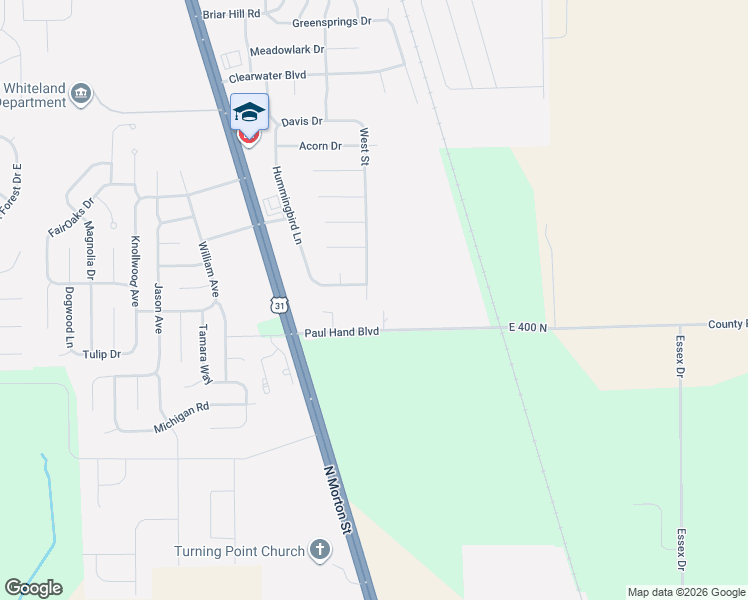 map of restaurants, bars, coffee shops, grocery stores, and more near 777 West Street in Whiteland