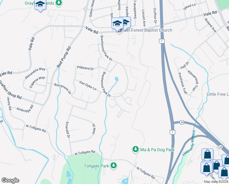 map of restaurants, bars, coffee shops, grocery stores, and more near 904 Martell Court in Bel Air