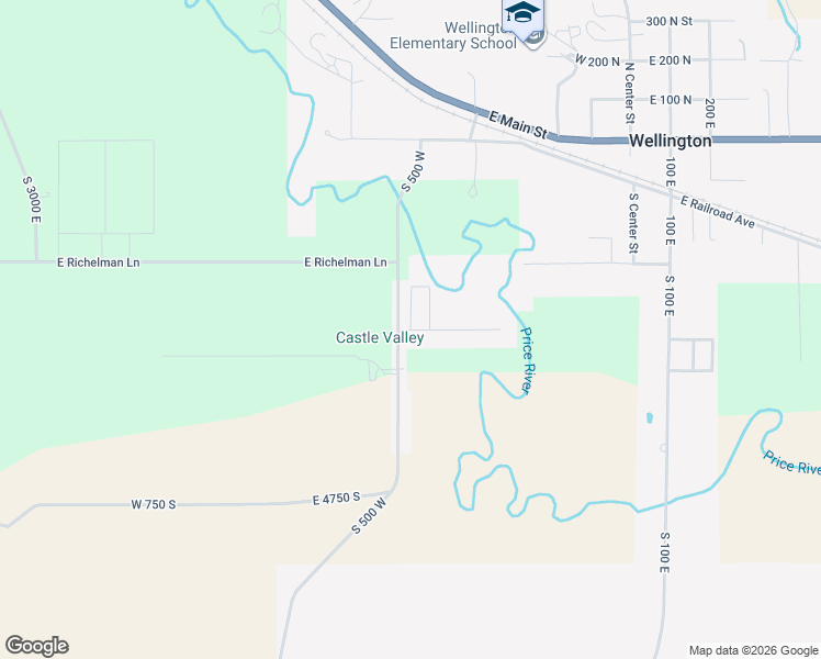 map of restaurants, bars, coffee shops, grocery stores, and more near 440 South 450 West in Wellington