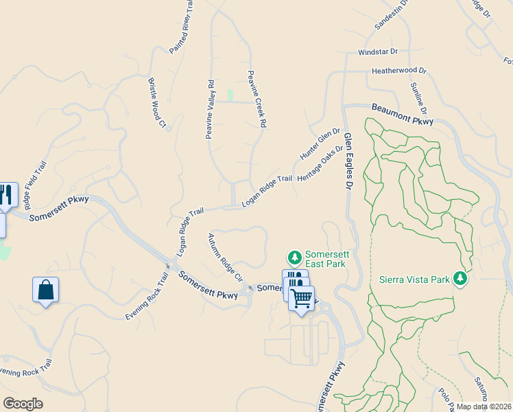 map of restaurants, bars, coffee shops, grocery stores, and more near 2100 Logan Ridge Court in Reno