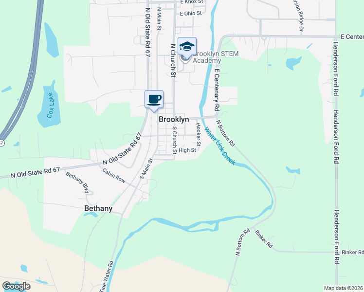 map of restaurants, bars, coffee shops, grocery stores, and more near 107 South Church Street in Brooklyn