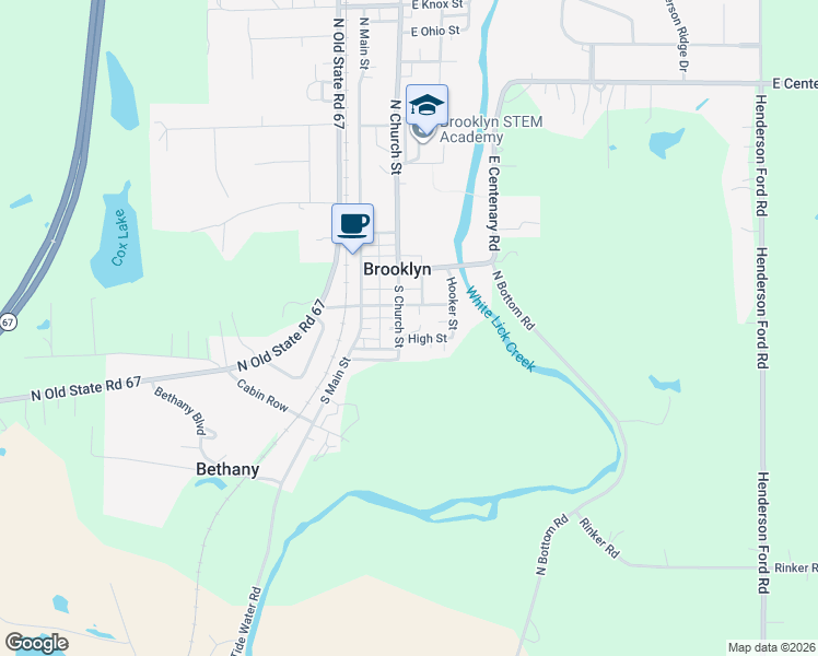 map of restaurants, bars, coffee shops, grocery stores, and more near 107 South Church Street in Brooklyn