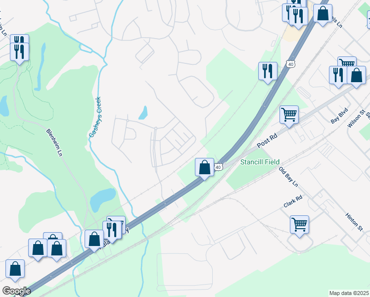 map of restaurants, bars, coffee shops, grocery stores, and more near 1670 Mohegan Drive in Havre de Grace