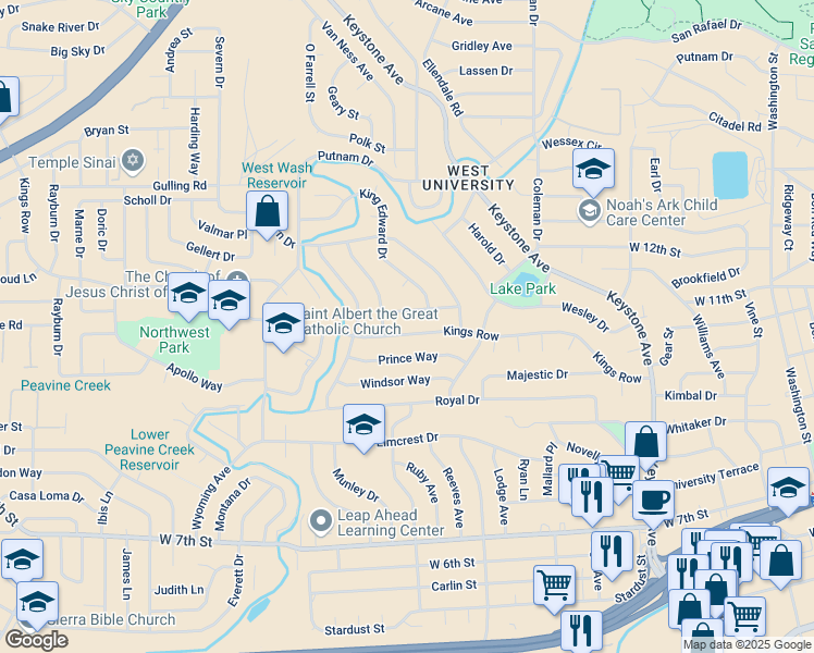 map of restaurants, bars, coffee shops, grocery stores, and more near 1935 Kings Row in Reno
