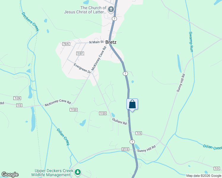 map of restaurants, bars, coffee shops, grocery stores, and more near 156 Chapel Brook Circle in Masontown