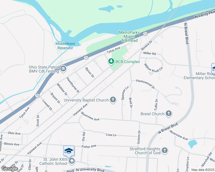 map of restaurants, bars, coffee shops, grocery stores, and more near 4119B Vannest Avenue in Middletown