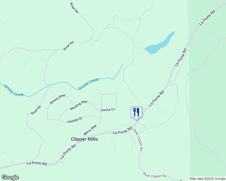 map of restaurants, bars, coffee shops, grocery stores, and more near 11416 Siesta Circle in Clipper Mills
