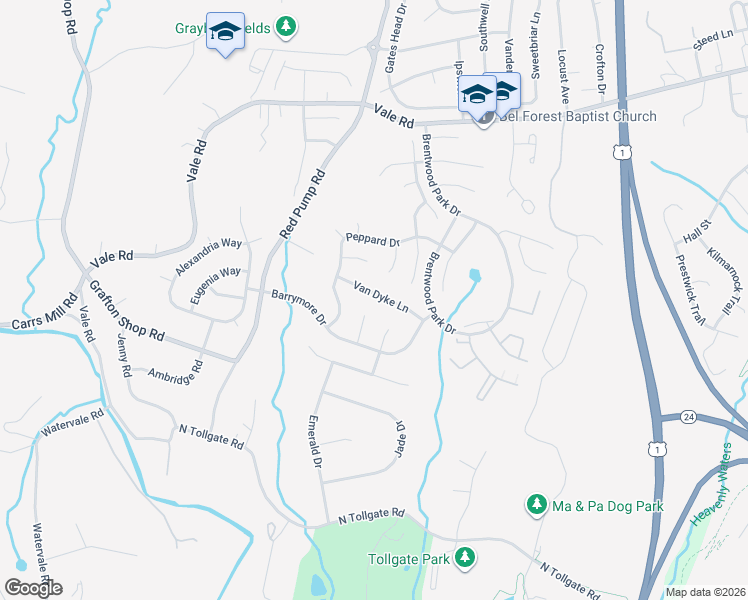 map of restaurants, bars, coffee shops, grocery stores, and more near 814 Van Dyke Lane in Bel Air