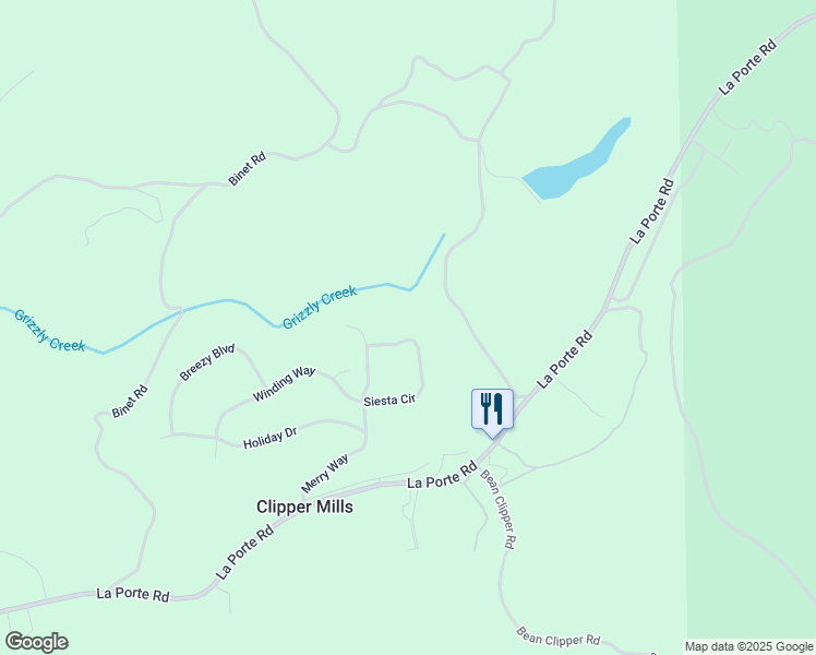 map of restaurants, bars, coffee shops, grocery stores, and more near 11416 Siesta Circle in Clipper Mills