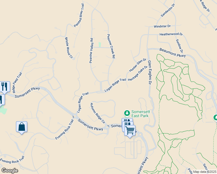 map of restaurants, bars, coffee shops, grocery stores, and more near 2100 Logan Ridge Court in Reno