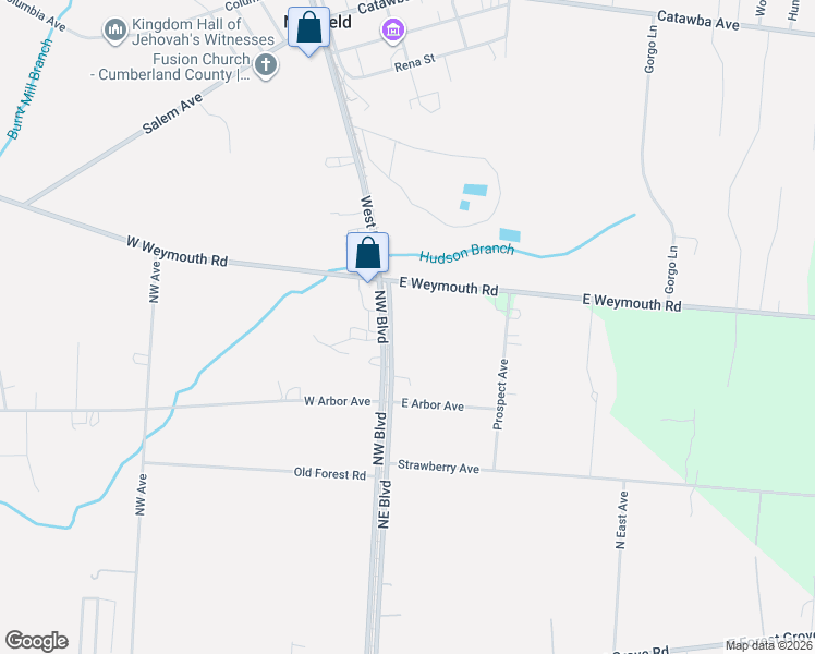 map of restaurants, bars, coffee shops, grocery stores, and more near 3509 Northeast Boulevard in Vineland