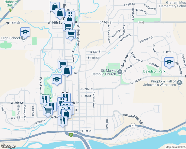 map of restaurants, bars, coffee shops, grocery stores, and more near 480 Harmony Drive in Rifle