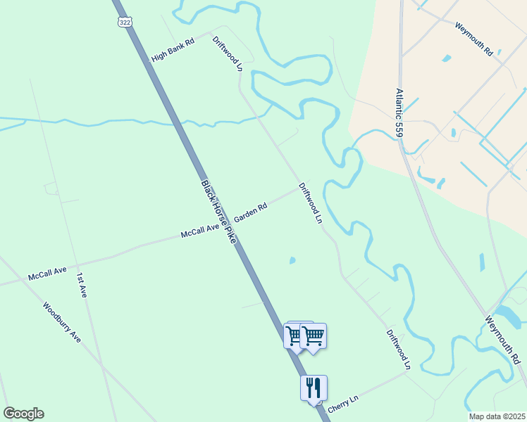 map of restaurants, bars, coffee shops, grocery stores, and more near 2024 Garden Road in Hamilton