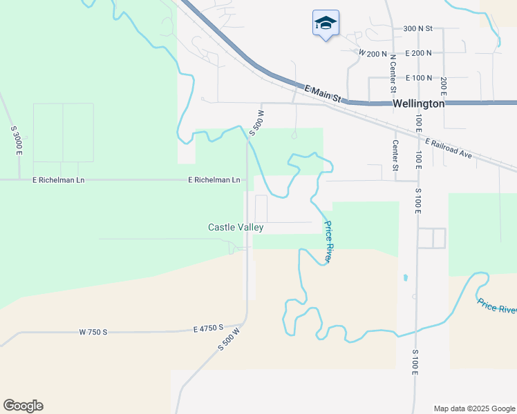 map of restaurants, bars, coffee shops, grocery stores, and more near 400 South 480 West in Wellington