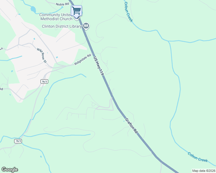 map of restaurants, bars, coffee shops, grocery stores, and more near Grafton Road in Morgantown