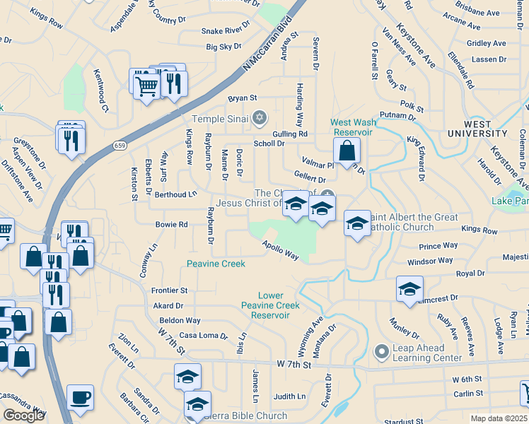 map of restaurants, bars, coffee shops, grocery stores, and more near 2800 Kings Row in Reno