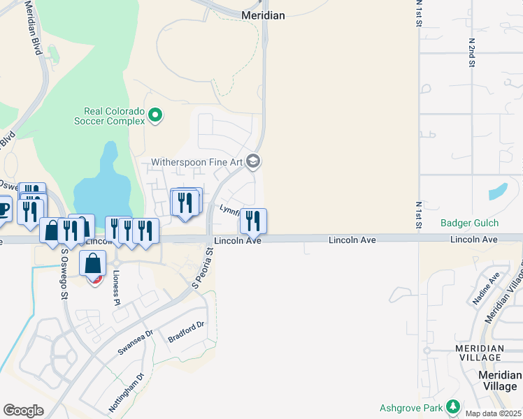 map of restaurants, bars, coffee shops, grocery stores, and more near 12824 Lynnfield Drive in Englewood