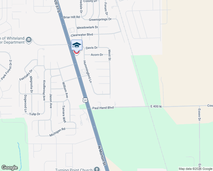 map of restaurants, bars, coffee shops, grocery stores, and more near 29 Lasalle Court in Whiteland
