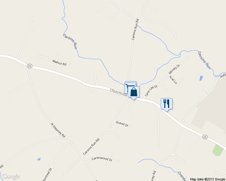 map of restaurants, bars, coffee shops, grocery stores, and more near 3468 Churchville Road in Aberdeen