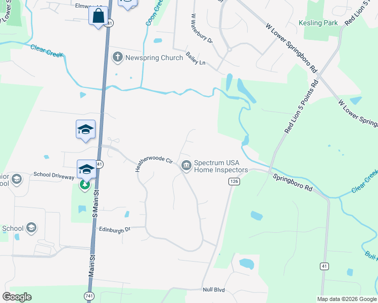 map of restaurants, bars, coffee shops, grocery stores, and more near 115 Dalfaber Lane in Springboro