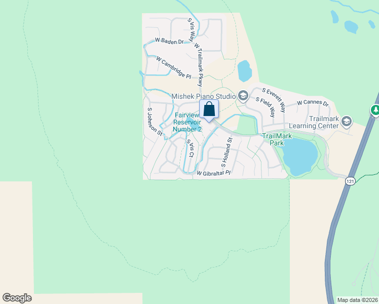 map of restaurants, bars, coffee shops, grocery stores, and more near 9805 South Iris Court in Littleton
