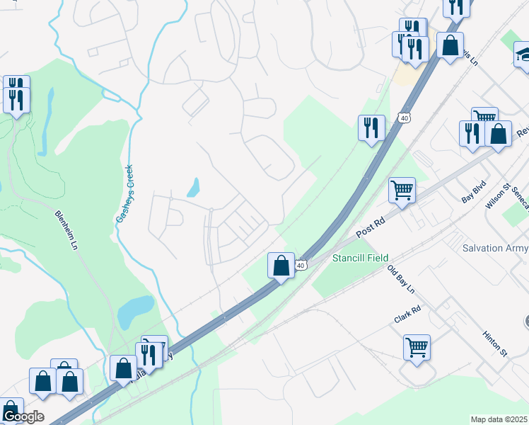map of restaurants, bars, coffee shops, grocery stores, and more near 130 Mohegan Drive in Havre de Grace