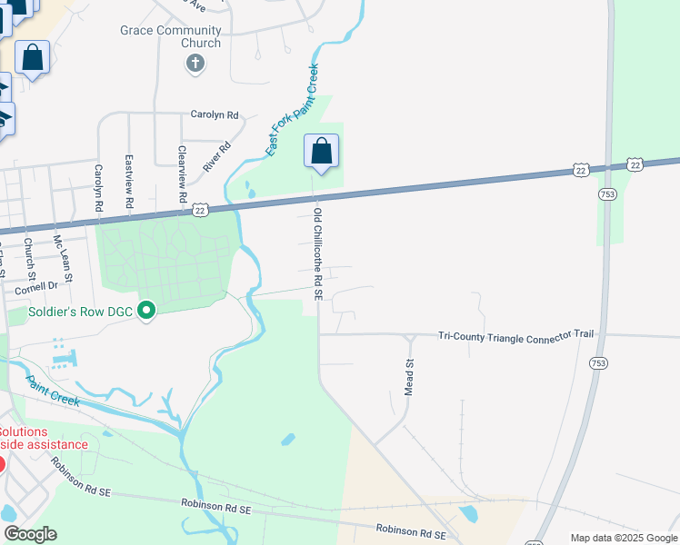 map of restaurants, bars, coffee shops, grocery stores, and more near 2030 Heritage Drive in Washington Court House