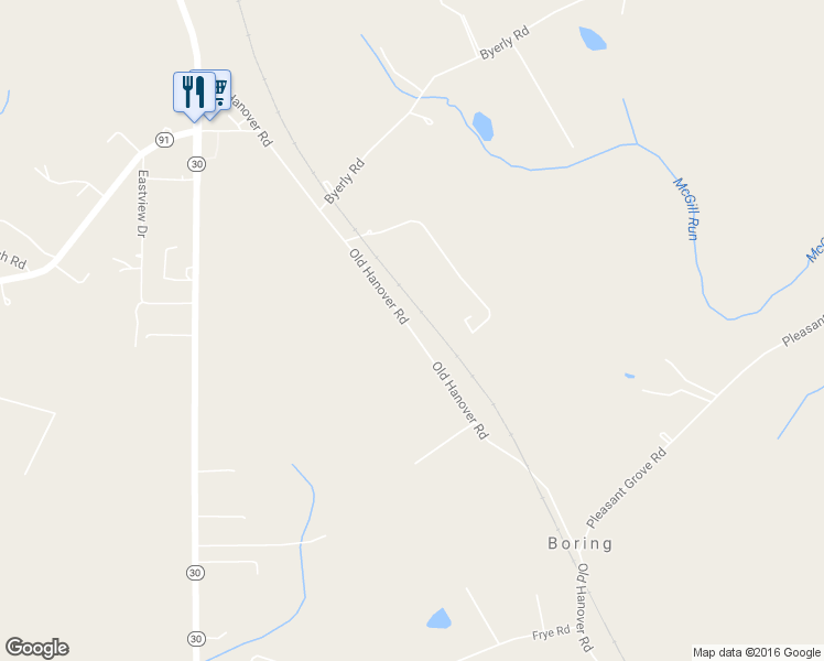 map of restaurants, bars, coffee shops, grocery stores, and more near Old Hanover Road in Upperco
