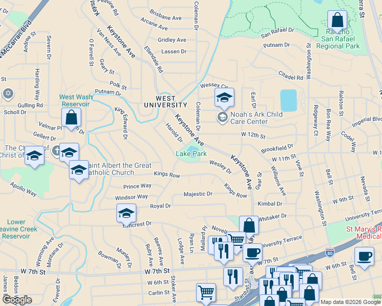 map of restaurants, bars, coffee shops, grocery stores, and more near 40 Coleman Drive in Reno