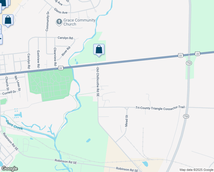 map of restaurants, bars, coffee shops, grocery stores, and more near 2030 Heritage Drive in Washington Court House