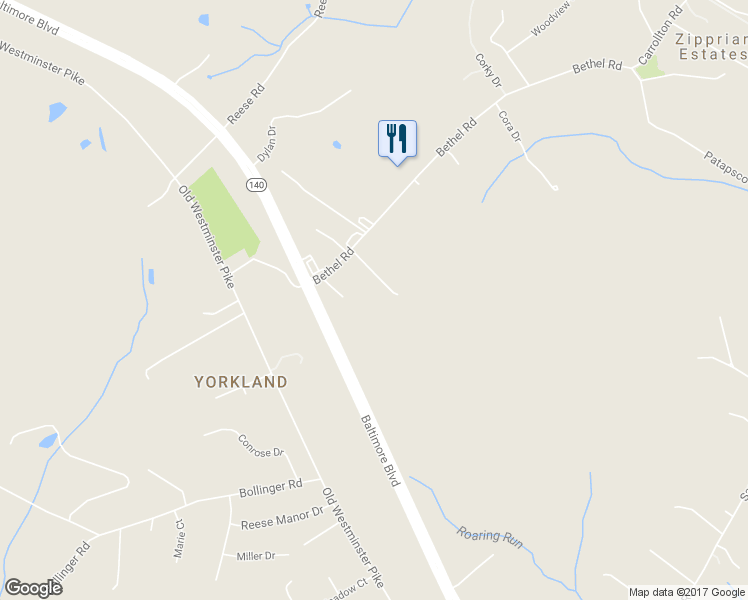 map of restaurants, bars, coffee shops, grocery stores, and more near 1256 Nursery Manor Rd in Carroll