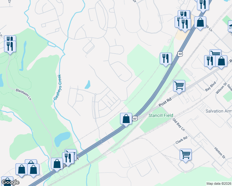 map of restaurants, bars, coffee shops, grocery stores, and more near 140 Mohegan Drive in Havre de Grace