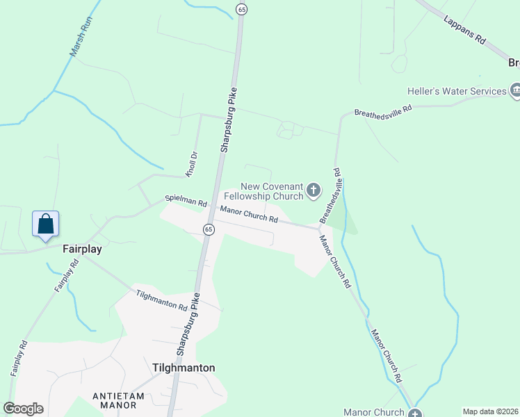 map of restaurants, bars, coffee shops, grocery stores, and more near 18206 Manor Church Road in Boonsboro