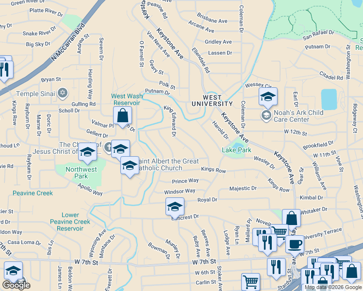 map of restaurants, bars, coffee shops, grocery stores, and more near 1935 Prince Charles Court in Reno