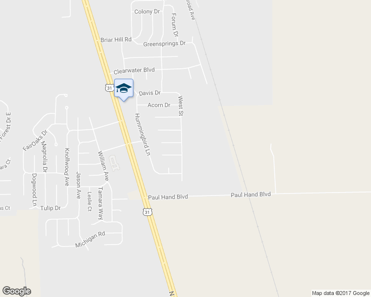 map of restaurants, bars, coffee shops, grocery stores, and more near 677 West Street in Whiteland