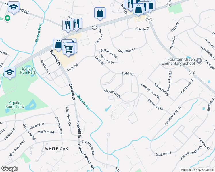map of restaurants, bars, coffee shops, grocery stores, and more near 1309L Sheridan Place in Bel Air