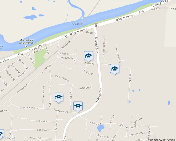 map of restaurants, bars, coffee shops, grocery stores, and more near 4525 Audrey Ct in Middletown