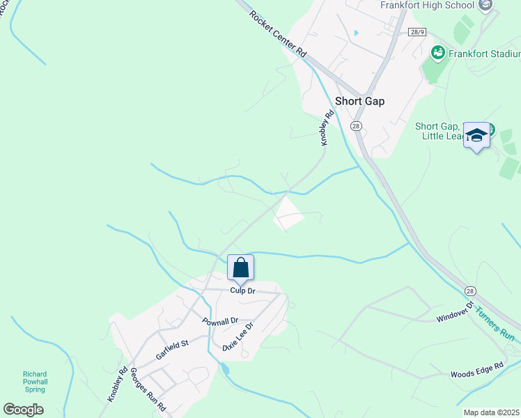 map of restaurants, bars, coffee shops, grocery stores, and more near 53 Gils Lane in Ridgeley