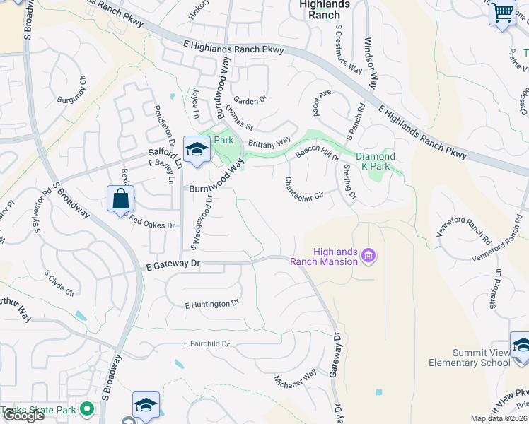 map of restaurants, bars, coffee shops, grocery stores, and more near 9808 South Isabel Court in Littleton